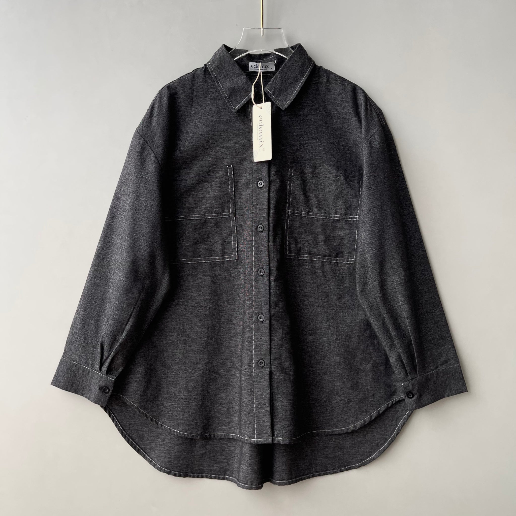 Image of Eclemix Top Sheeka | Atasan Wanita Kemeja Polos Kancing Depan